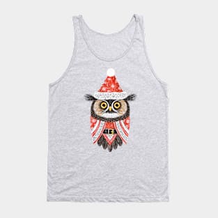 Cute Christmas Santa owl illustration Tank Top